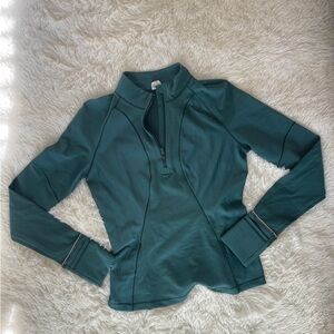 Lululemon Two-tone ribbed running half zip size 8 teal green